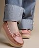 Shoetopia Colour Blocked Abstract Applique Detailed Loafers - Peach