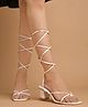 Shoetopia Solid Tie Up Sandals - White