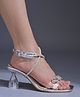 Shoetopia Rhinestone Embellished Heel Sandals - Silver
