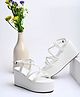 Shoetopia Solid Platform Heeled Gladiator Sandals -  White