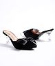 Shoetopia Bow Applique Detailed Pump Heeled Sandals - Black