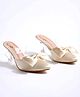 Shoetopia Bow Applique Detailed Pump Heeled Sandals - Golden