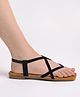 Shoetopia Criss Cross Detailed With Backstrap Sandals - Black