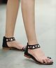 Shoetopia Geometric Designed With Zip Closure Sandals - Black