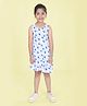 Kiddopanti Cotton Sleeveless Floral Printed Asymmetrical Dress - Blue