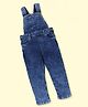 Kiddopanti Denim Woven Sleeveless Solid Dungaree - Medium Blue