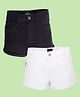 Kiddopanti Denim Woven Pack Of 2 Solid Shorts - Black & White