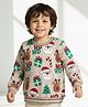 Babyhug Cotton Knit Full Sleeves Sweatshirt With Christmas Print - Beige