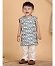 Polka Tots Cotton Sleeveless Swans Printed Jhabla & Pant Set - Grey