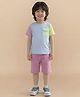 Polka Tots Cotton Woven Half Sleeves Cut & Sew Tee & Shorts Set - Multi Colour