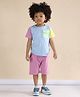 Polka Tots Cotton Woven Half Sleeves Cut & Sew Tee & Shorts Set - Multi Colour