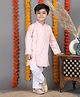 Polka Tots Cotton Woven Full Sleeves Solid Kurta & Pyjama Set - Peach