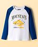 Pine Kids Cotton Knit Full Raglan Sleeves T-Shirt With Mountain Text Print - Navy Blue & White