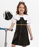 Hola Bonita Cotton Woven Full Sleeves Frock With Inner Tee & Belt - Black