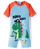 ROVARS Half Raglan Sleeves Legged Swimsuit with Dino Print - Light Blue
