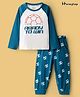 Honeyhap Premium Cotton Knit Full Raglan Sleeves Night Suit With Bio Finish & Football Print - Seaport