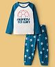 Honeyhap Premium Cotton Knit Full Raglan Sleeves Night Suit With Bio Finish & Football Print - Seaport