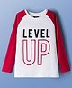 Pine Kids Cotton Knit Full Raglan Sleeves T-Shirt With Level Up Text Print - Red & White