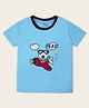 Nino Togs Cotton Half Sleeves Teddy Bear Patch Detailed Tee - Sky Blue