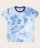 Nino Togs Cotton Half Sleeves Airplanes Patch Detailed Tie Dye Tee - Sky Blue