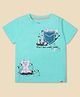 Nino Togs Cotton Half Sleeves Baby Pigs Printed Tee - Sky Blue
