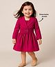 Babyhug 100% Cotton Full Sleeves Solid Coloured Frock With Blazer Style Jacket - Dark Pink