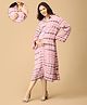 The Mom Store Cotton Full Sleeves Tie & Dye Maternity Oversized Shirt Style Dress With Nursing Access - Pink