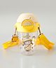 Sipper Bottle with Adjustable Strap 360 ml - Yellow| Hygienic Flip Straw Cap| BPA Free| School Water Bottle| Soft Silicone Straw| Training Cup for Boys & Girls