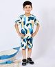 BT DEZINES Cotton Half Sleeves Abstract Printed Coordinating Tee & Shorts Set - Blue & Yellow