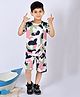 BT DEZINES Cotton Half Sleeves Abstract Printed Coordinating Tee & Shorts Set - Green & Pink