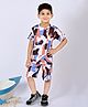 BT DEZINES Cotton Half Sleeves Abstract Printed Coordinating Tee & Shorts Set - Peach & Blue