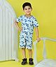 BT DEZINES Cotton Half Sleeves Tropical Theme Printed Coordinating Tee & Shorts Set - Blue & White