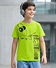 Pine Kids Cotton Knit Half Sleeves T-Shirt With Headphones Print - Limegreen