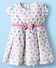Babyhug Cotton Woven Half Puffed Sleeves Frock With Polka Dots Print & Bow Applique - White