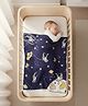 Babyhug Premium Cotton Jacquard Knit Blanket Space Print   - Navy| New Born| Toddler Blanket| Baby Skin Friendly| Super Soft Material| Machine Washable| Breathable Warm and Cozy| Boys and Girls
