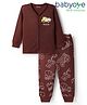 Babyoye Cotton Knit Full Sleeves Front Open Thermal Inner Wear Set with Vehicle Print - Dark Red
