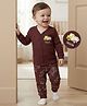 Babyoye Cotton Modal Super Soft Full Sleeves Front Open Thermal Inner Wear Set with Vehicle Print - Dark Red