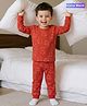 Babyoye Cotton Knit Full Sleeves Thermal Inner Wear Set with Animal Print - Rust Orange