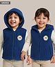 Babyhug Knit Sleeveless Sherpa Fur Hoodie with Kangaroo Pocket - Navy Blue