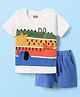 Babyhug Single Jersey Knit Half Sleeves T-Shirt & Shorts Set with Crocodile Print - Blue & White