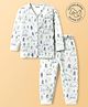 Babyoye Cotton Modal Super Soft Full Sleeves Co-ords Thermal Inner Wear with Bear Print - White