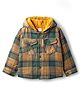 Babyhug Knit Full Sleeves Checks Hooded Winter Jacket - Multicolor