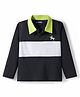 Pine Kids Cotton Knit Full Sleeves Polo Neck T-Shirt With Cut & Sew Design - Black