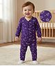 Babyoye Cotton Modal Super Soft Full Sleeves Front Open Thermal Inner Wear Set with Dino & Vehicle Print - Purple