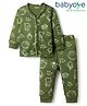 Babyoye Cotton Knit Full Sleeves Thermal Inner Wear with Animal Print - Green