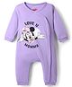 Babyhug Disney Interlock Knit Full Sleeves Rompers with Minnie Mouse Print - Lilac