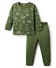 Babyoye Cotton Knit Full Sleeves Thermal Inner Wear Set With Animal Print - Green