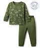 Babyoye Cotton Modal Super Soft Full Sleeves Thermal Inner Wear Set With Animal Print - Green