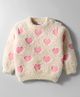 Babyhug Knit Full Sleeves Pullover Sweater with Heart Design - Pink