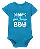 Zeezeezoo 100% Cotton Fathers Day Theme Half Sleeves Daddys Boy Text Printed Onesie - Blue